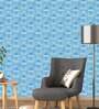 Blue Textured Geometric Pyramids Wall Paper