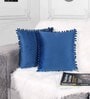 Blue Textured Velvet 12 x 12 Inches Cushion Covers (Set of 2)