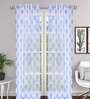 Blue Abstract Tissue 7 Ft Semisheer Eyelet Door Curtains (Set of 2)
