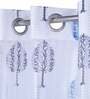 Blue Abstract Tissue 7 Ft Semisheer Eyelet Door Curtains (Set of 2)