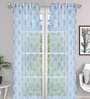 Blue Tissue Semisheer 9 Feet Eyelet Curtain (Set of 2)