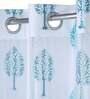 Blue Tissue Semisheer 9 Feet Eyelet Curtain (Set of 2)