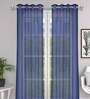Blue Solid Tissue 7 Ft Sheer Eyelet Door Curtains (Set of 2)