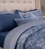 Blue Traditional 210 TC 100% Cotton (Set of 7) Double Bed Bedding Sets