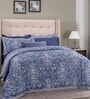 Blue Traditional 210 TC 100% Cotton (Set of 7) Double Bed Bedding Sets