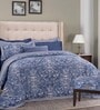 Blue Traditional 210 TC 100% Cotton (Set of 7) Double Bed Bedding Sets