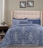 Blue Traditional 210 TC 100% Cotton (Set of 7) Double Bed Bedding Sets