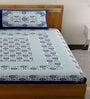 Blue Traditional 120 TC 100% Cotton Queen Bedsheet With 2 Pillow Covers