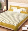 Yellow Traditional 120 TC 100% Cotton Queen Bedsheet With 2 Pillow Covers