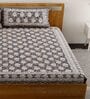Blue Traditional 120 TC 100% Cotton Queen Bedsheet With 2 Pillow Covers