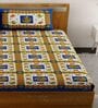 Blue Traditional 120 TC 100% Cotton Queen Bedsheet With 2 Pillow Covers