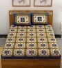 Blue Traditional 120 TC 100% Cotton Queen Bedsheet With 2 Pillow Covers