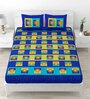 Blue Abstract 120 TC Cotton Queen Sized Bedsheet with 2 Pillow Cover