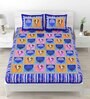 Blue Abstract 120 TC Cotton Queen Sized Bedsheet with 2 Pillow Cover