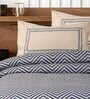 Blue Geometric 144 TC 100% Cotton Queen Sized Bed Sheets with 2 Pillow Covers
