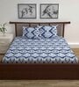 Blue Traditional 144 TC Cotton Double Bedsheet with 2 Pillow Covers