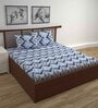 Blue Traditional 144 TC Cotton Double Bedsheet with 2 Pillow Covers