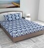 Blue Traditional 144 TC Cotton King Size Bedsheet With 2 Pillow Covers