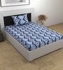 Blue Traditional 144 TC Cotton Single Bedsheet with Pillow Cover