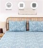 Blue Traditional 144 TC Cotton 1 Fitted Bedsheet with 2 Pillow Cover