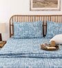Blue Traditional 144 TC Cotton 1 King Bedsheet with 2 Pillow Cover