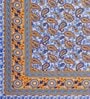 Blue Traditional 144 TC Cotton Double Queen Bedsheet With 2 Pillow Covers
