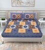 Blue Traditional 144 TC Cotton Double Queen Bedsheet With 2 Pillow Covers