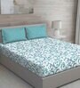 Blue Traditional 144 TC Cotton Queen Sized Bed Sheets with 2 Pillow Covers