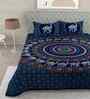 Blue Traditional 180 TC Cotton  King Sized Bedsheet with 2 Pillow Covers