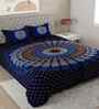 Blue Traditional 180 TC Cotton  King Sized Bedsheet with 2 Pillow Covers