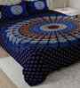 Blue Traditional 180 TC Cotton  King Sized Bedsheet with 2 Pillow Covers