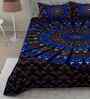 Blue Traditional 180 TC Cotton  King Sized Bedsheet with 2 Pillow Covers