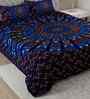Blue Traditional 180 TC Cotton  King Sized Bedsheet with 2 Pillow Covers