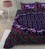 Blue Traditional 180 TC Cotton  King Sized Bedsheet with 2 Pillow Covers