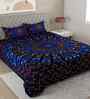 Blue Traditional 180 TC Cotton  King Sized Bedsheet with 2 Pillow Covers