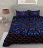 Blue Traditional 180 TC Cotton  King Sized Bedsheet with 2 Pillow Covers