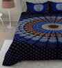 Blue Traditional 180 TC Cotton  King Sized Bedsheet with 2 Pillow Covers