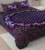 Blue Traditional 180 TC Cotton  King Sized Bedsheet with 2 Pillow Covers