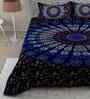 Blue Traditional 180 TC Cotton  King Sized Bedsheet with 2 Pillow Covers