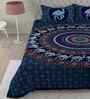 Blue Traditional 180 TC Cotton  King Sized Bedsheet with 2 Pillow Covers