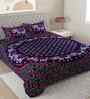 Blue Traditional 180 TC Cotton  King Sized Bedsheet with 2 Pillow Covers