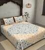 Blue Floral 180 TC Cotton Queen Sized Bed Sheets with 2 Pillow Covers