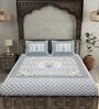 Blue Floral 180 TC Cotton Queen Sized Bed Sheets with 2 Pillow Covers