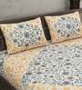 Blue Floral 180 TC Cotton Queen Sized Bed Sheets with 2 Pillow Covers