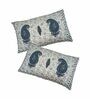 Blue Traditional 180 TC Cotton King Bedsheet with 2 Pillow Covers
