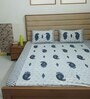 Blue Traditional 180 TC Cotton King Bedsheet with 2 Pillow Covers
