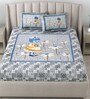 Blue Traditional 180 TC Cotton Printed Bedsheet With Two Pillow Covers For Queen Bed (Doll Printed ,Blue ,153 GSM)