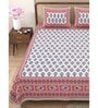 Blue Traditional 240 TC Pure Cotton King Sized Double Bedsheet with 2 Pillow Covers