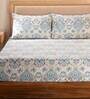 Blue Traditional 300 TC 100% Cotton King Sized Bed Sheets with 2 Pillow Covers