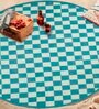 Blue Checkered Cotton 6 ft x 6 ft Hand Woven Picnic Mats